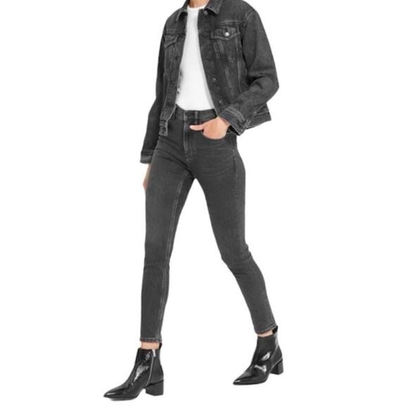 Everlane Ankle Skinny Jeans Womens 29 Washed Black High Rise Normcore Clean Girl - Picture 1 of 9